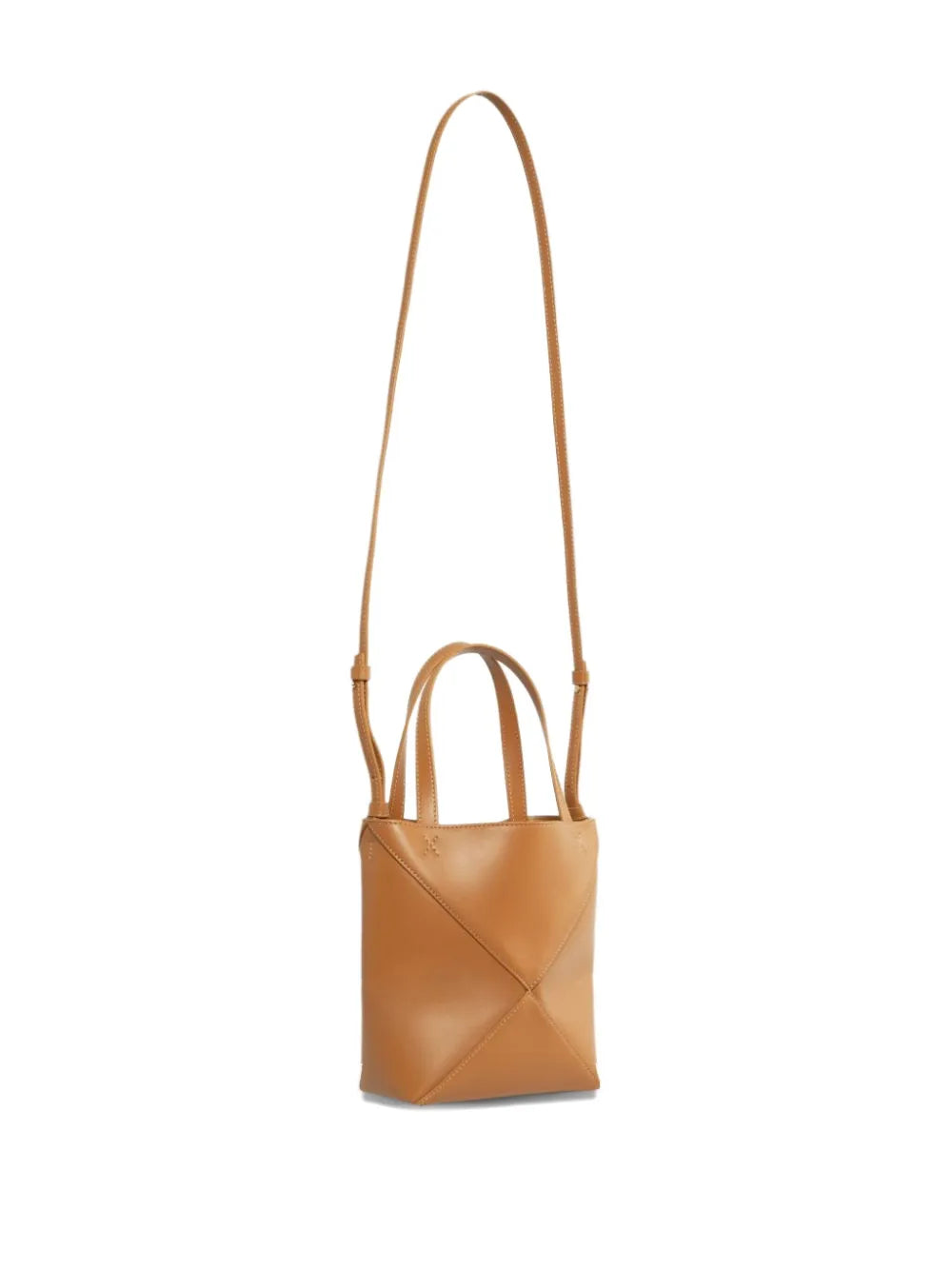 XL Puzzle Fold tote in shiny calfskin Warm Desert