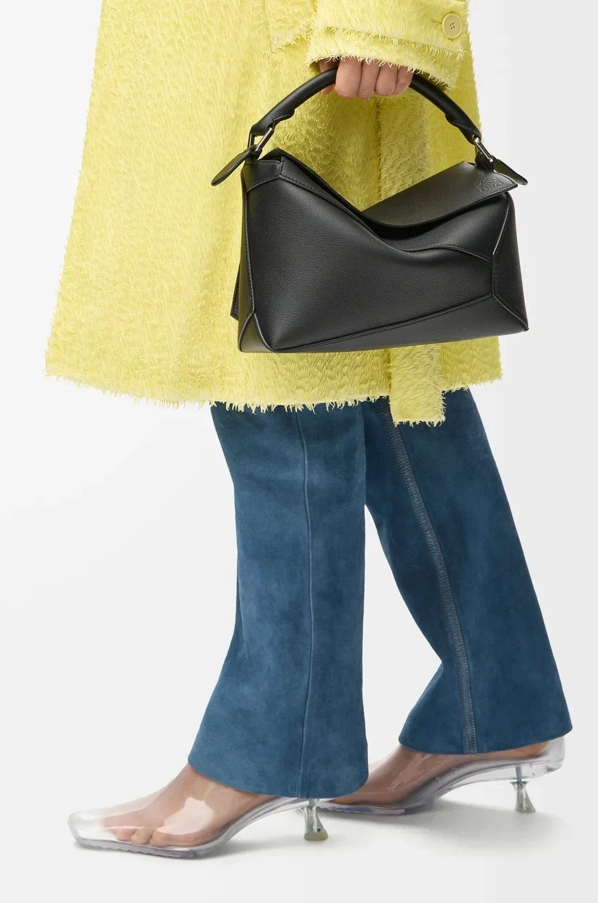 Small Puzzle Edge bag in classic calfskin Black