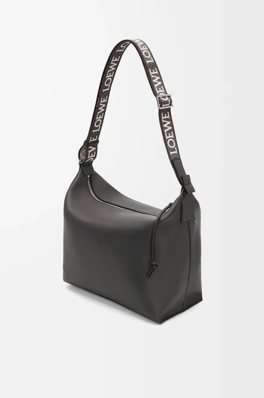 Cubi Crossbody bag in supple smooth calfskin and jacquard Dark Grey