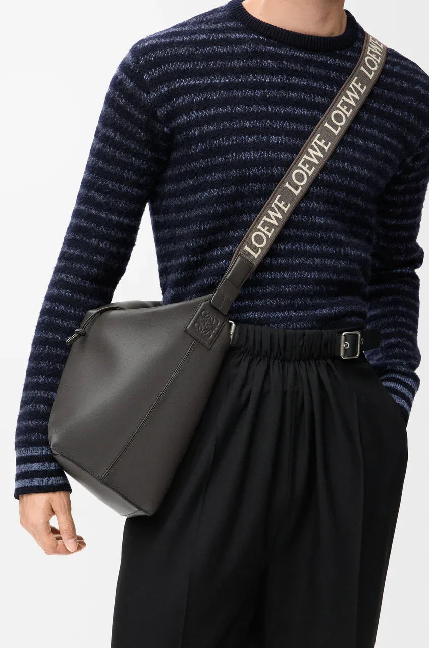 Cubi Crossbody bag in supple smooth calfskin and jacquard Dark Grey