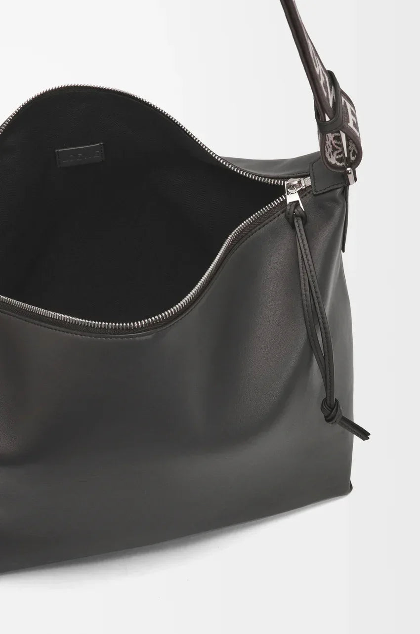 Cubi Crossbody bag in supple smooth calfskin and jacquard Dark Grey