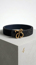 Reversible Anagram Bombé belt in smooth calfskin Black
