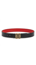 Reversible Anagram belt in smooth calfskin Black/red/gold