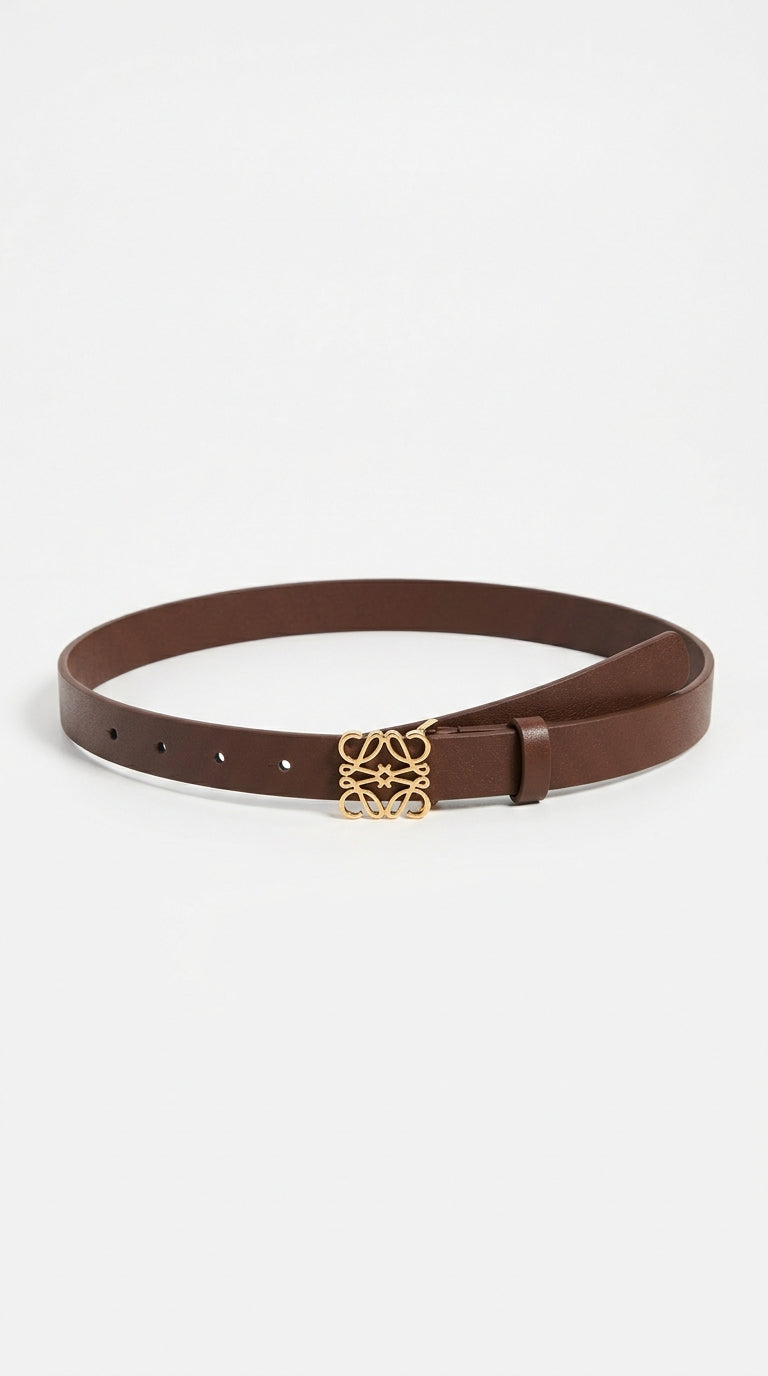 Reversible Anagram belt in smooth calfskin Brown/gold