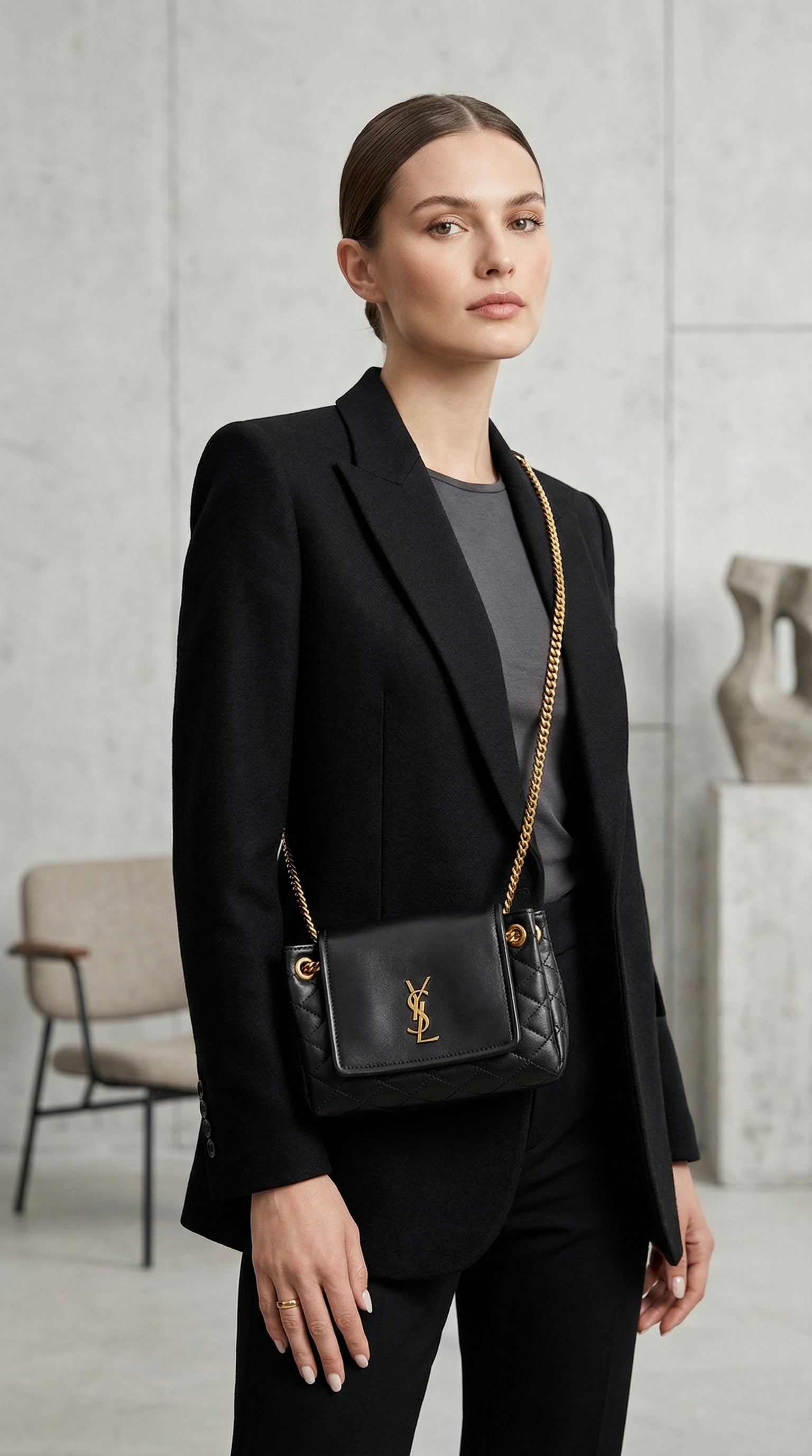 Solferino Mini Chain Bag – Black