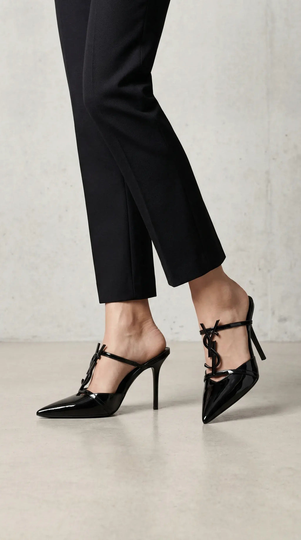 Opyum Pointed Heel Mules – Black Metal