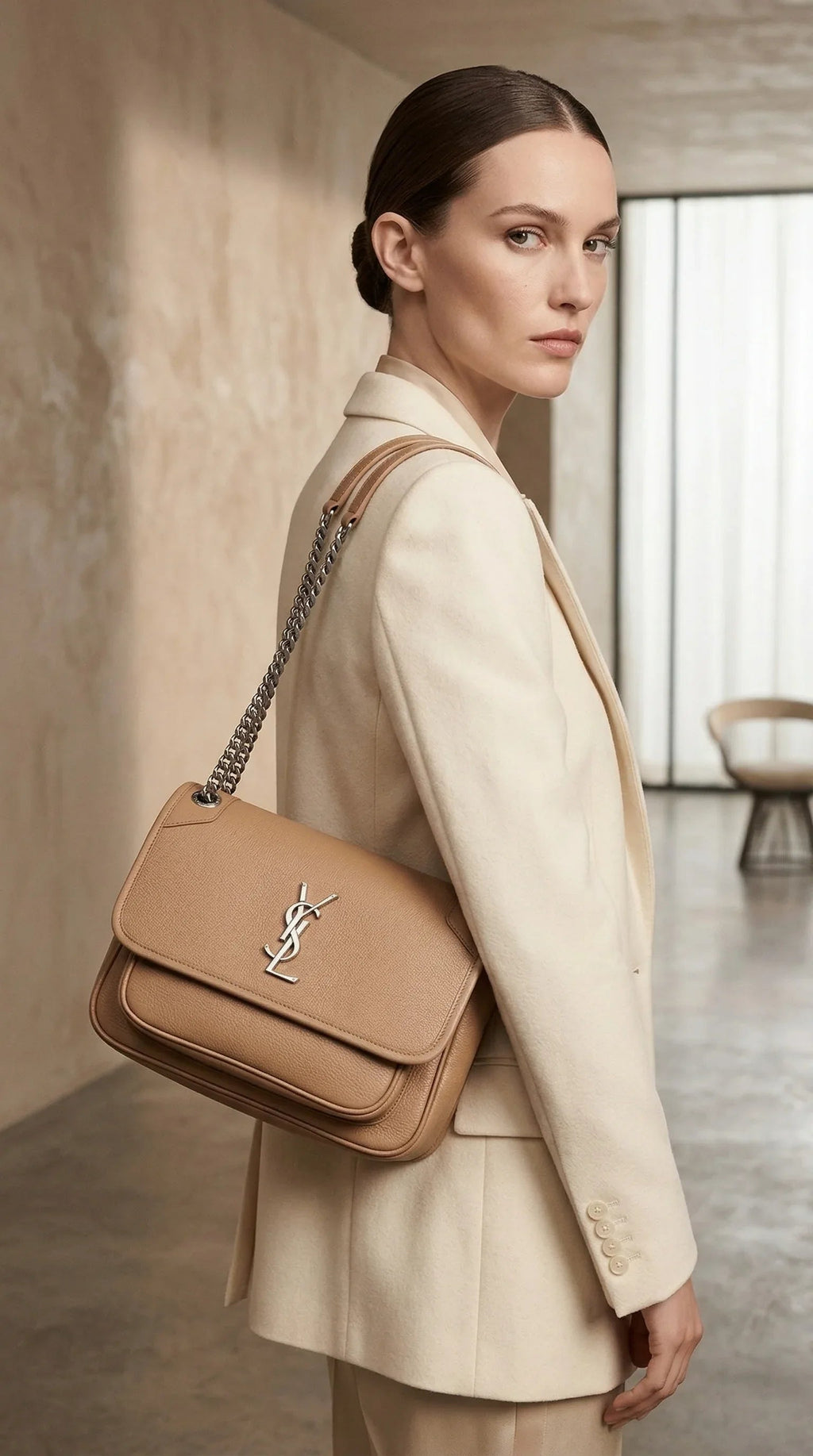 Cassandre Flap Chain Bag – Tan