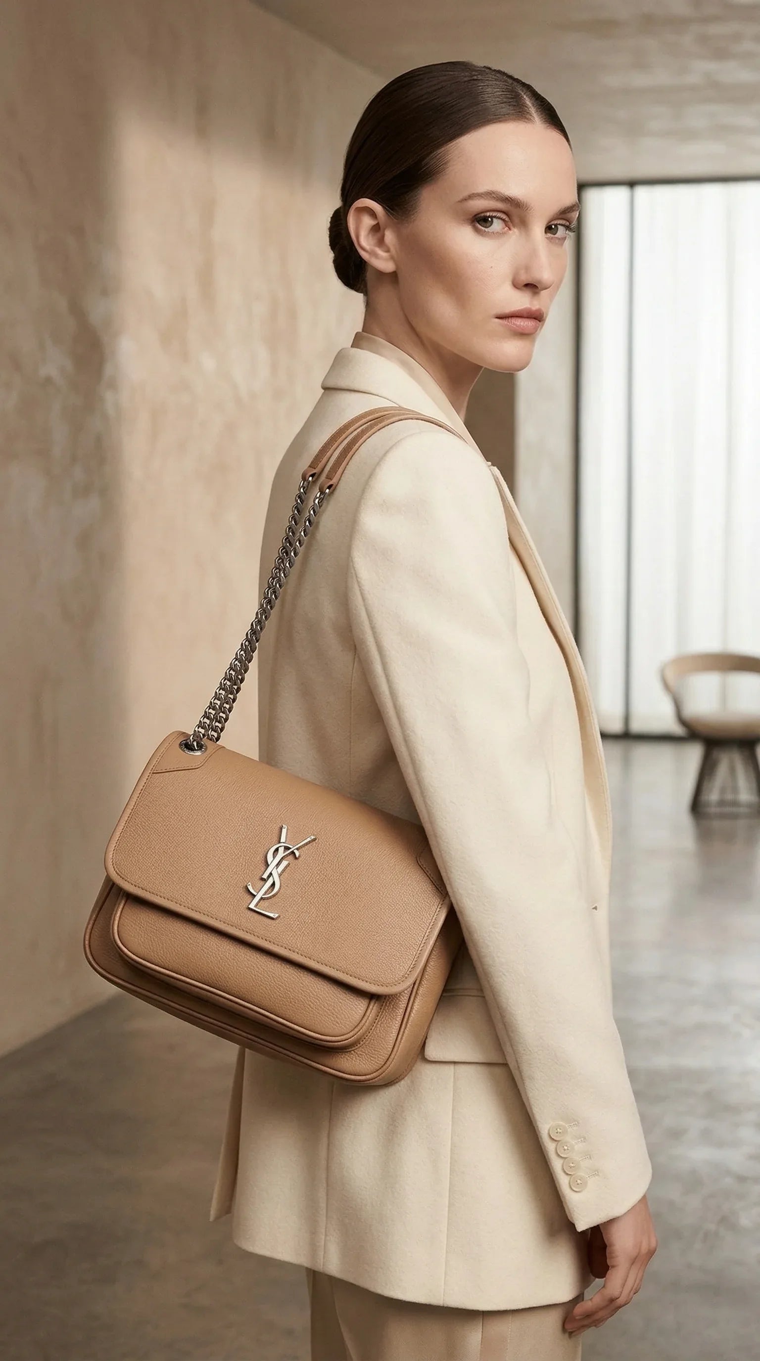 Cassandre Flap Chain Bag – Tan