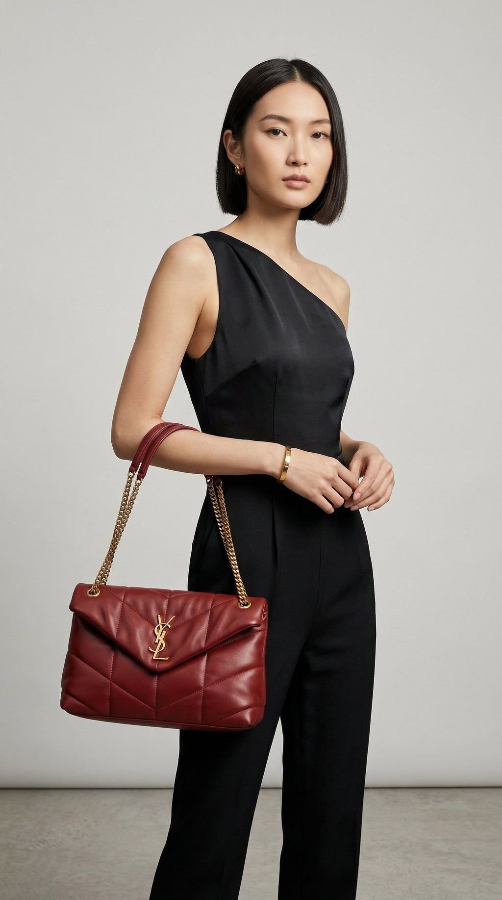 Lou Quilted Flap Bag – Red Chevron Leather (Gold Hardware)