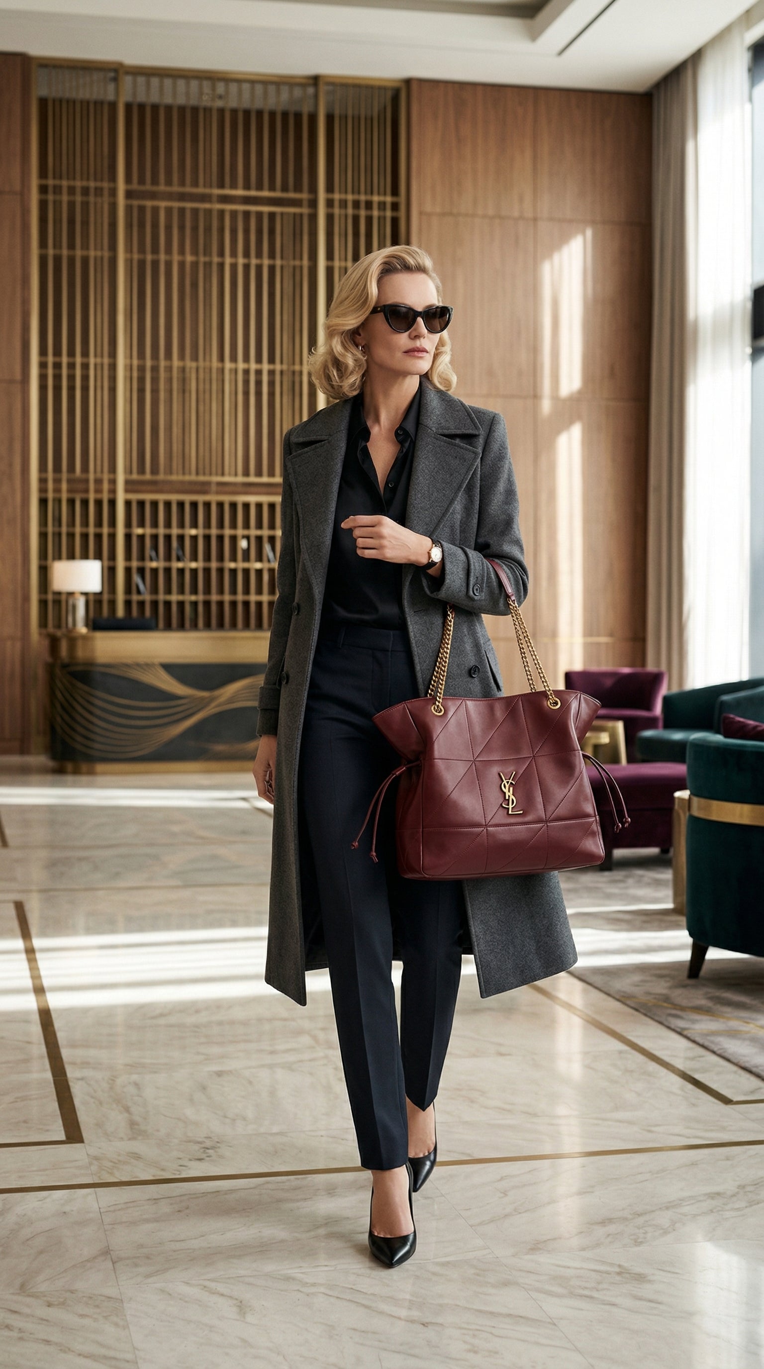 Jamie Chain Tote – Burgundy Quilted Leather