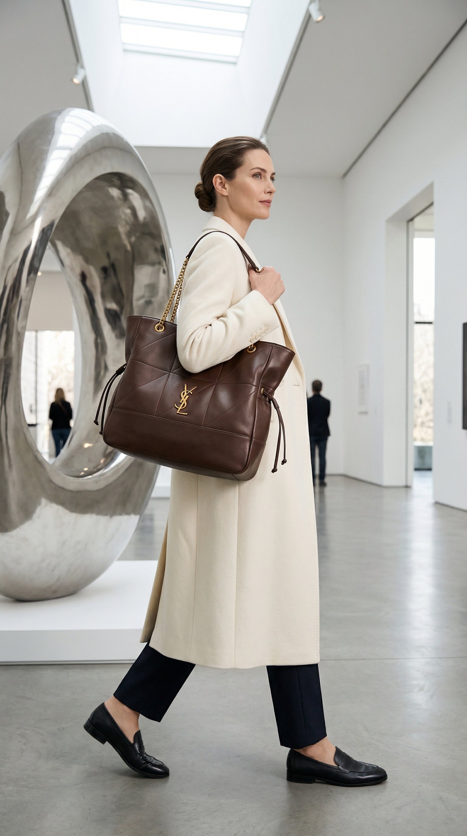Jamie Chain Tote – Brown Quilted Leather