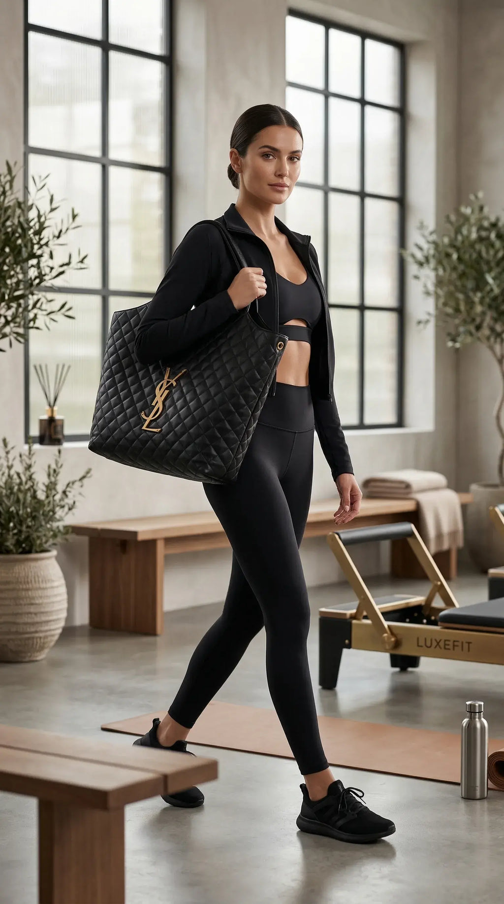 Maxi Quilted Tote – Black