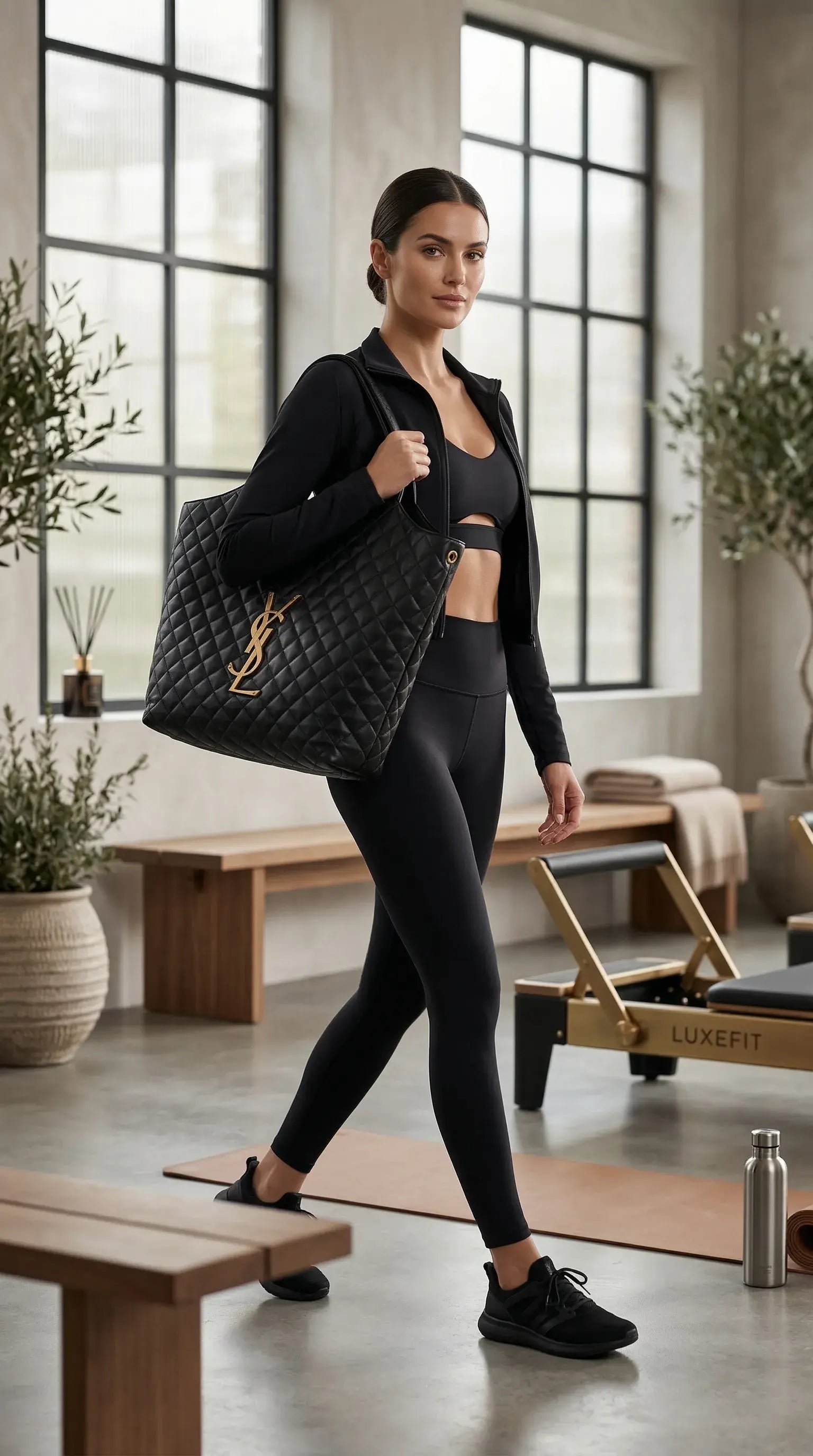 Maxi Quilted Tote – Black