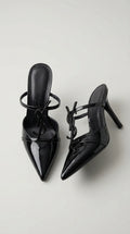 Opyum Pointed Heel Mules – Black Metal