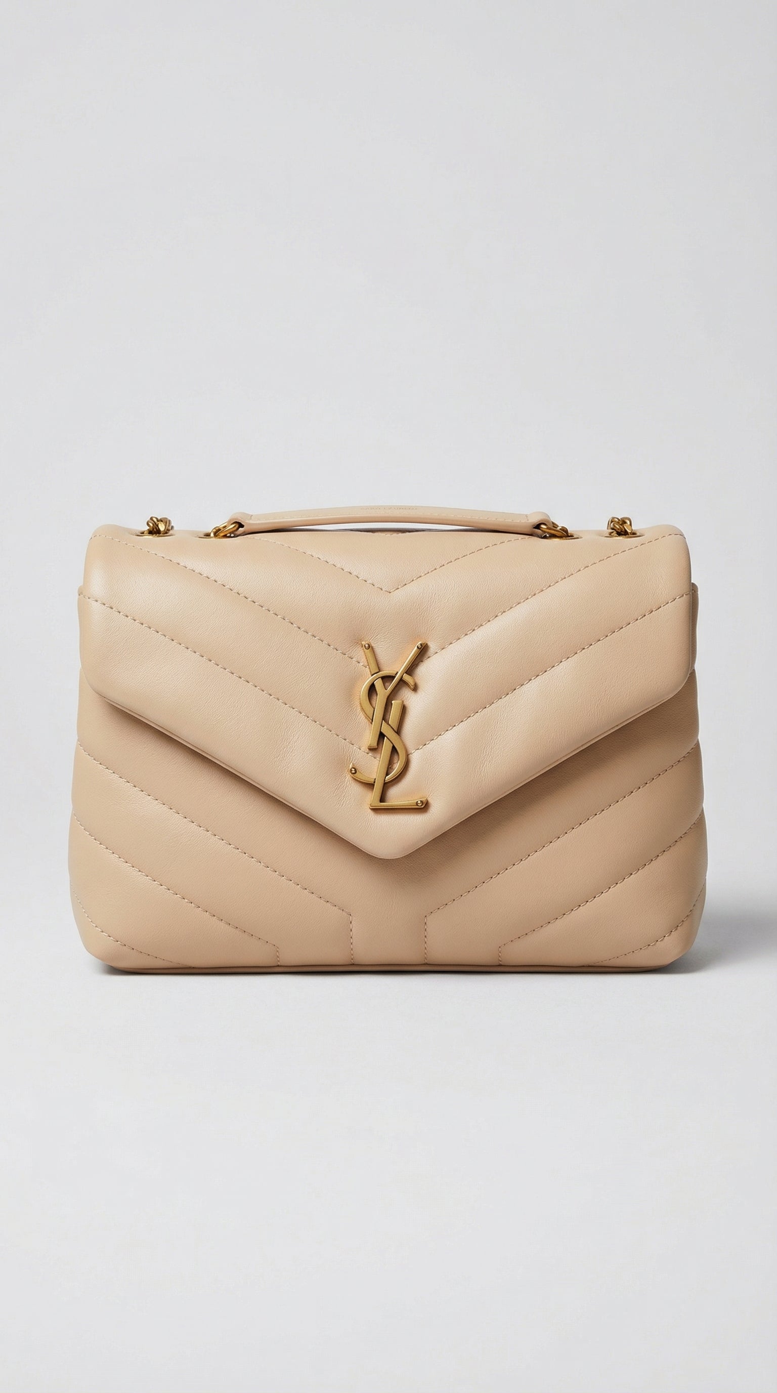 Lou Mini Camera Bag – Beige Chevron Leather (Gold Hardware)