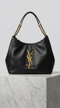 Laurent Chain Hobo Bag – Black Leather