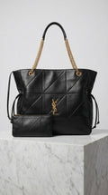 Jamie Chain Tote – Black Quilted Leather