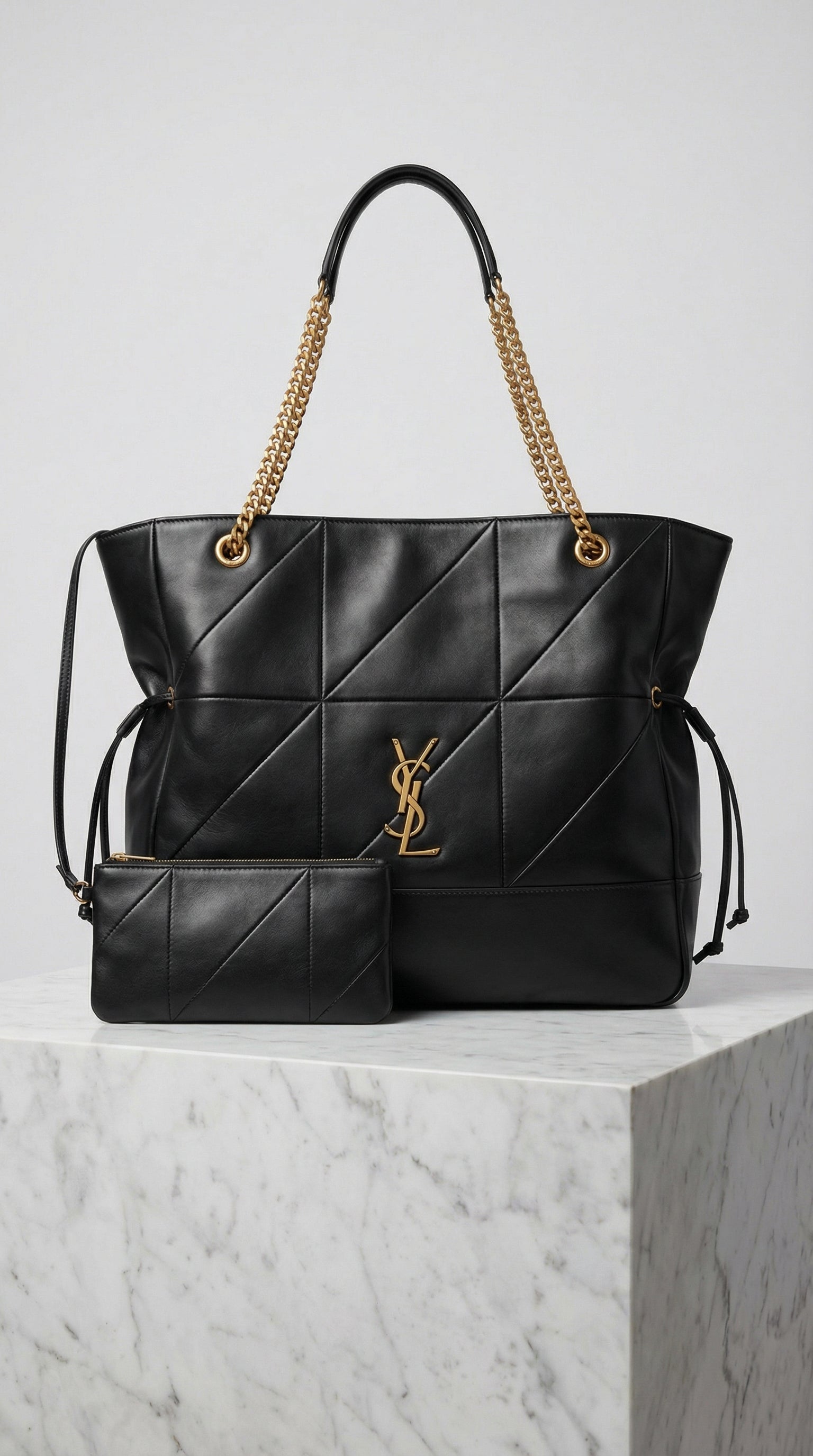 Jamie Chain Tote – Black Quilted Leather