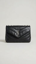 Lou Mini Camera Bag – Black Chevron Leather (Silver Hardware)