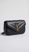 Lou Mini Flap Bag – Black Chevron Leather (Gold Hardware)