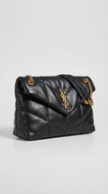 Lou Quilted Flap Bag – Black Chevron Leather (Gold Hardware)