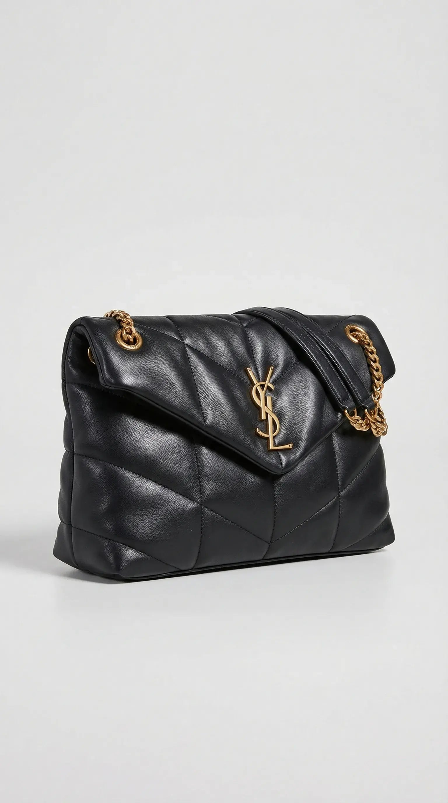 Lou Quilted Flap Bag – Black Chevron Leather (Gold Hardware)