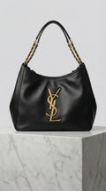 Laurent Chain Hobo Bag – Black Leather