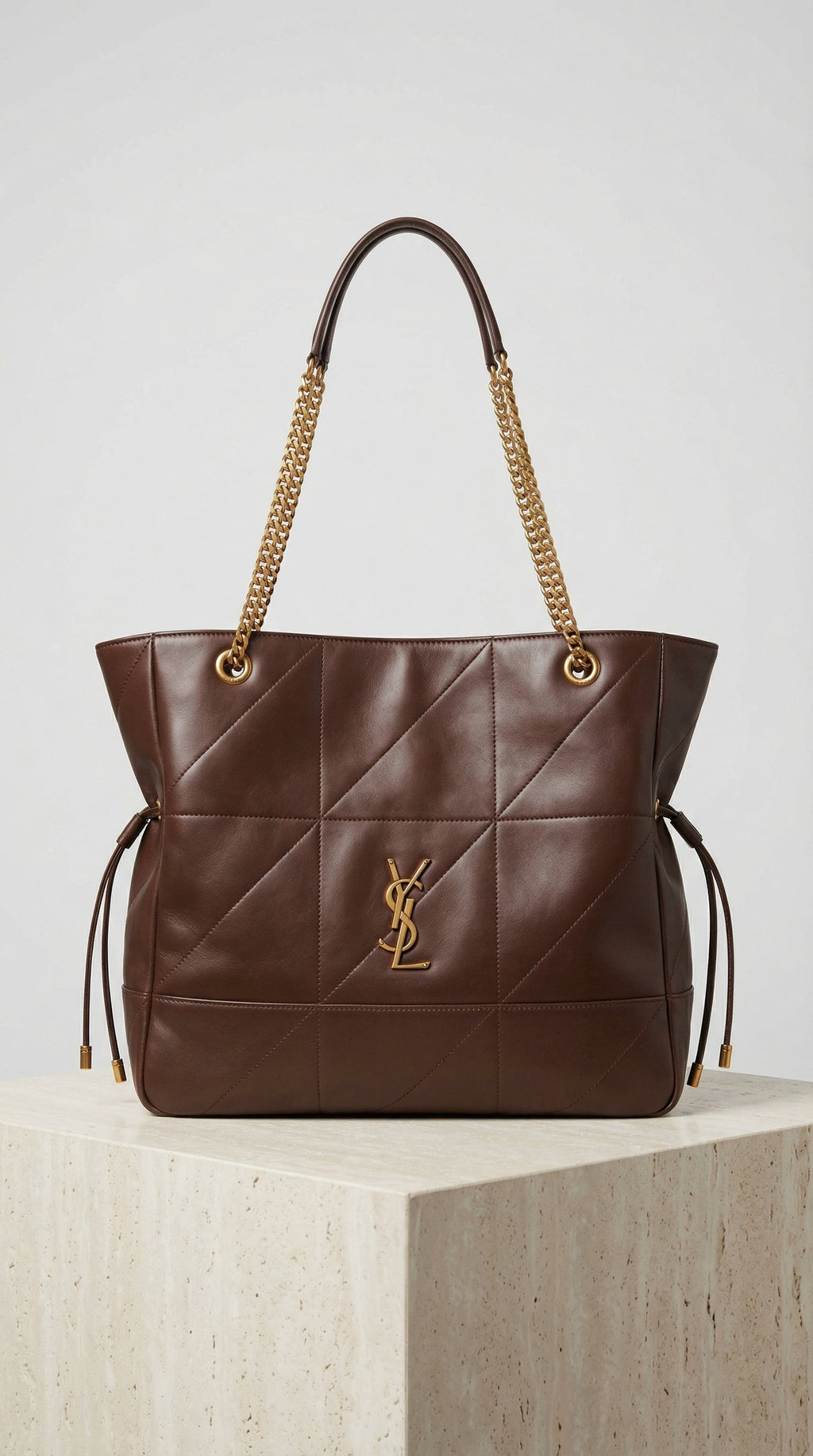 Jamie Chain Tote – Brown Quilted Leather