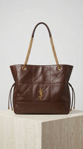 Jamie Chain Tote – Brown Quilted Leather