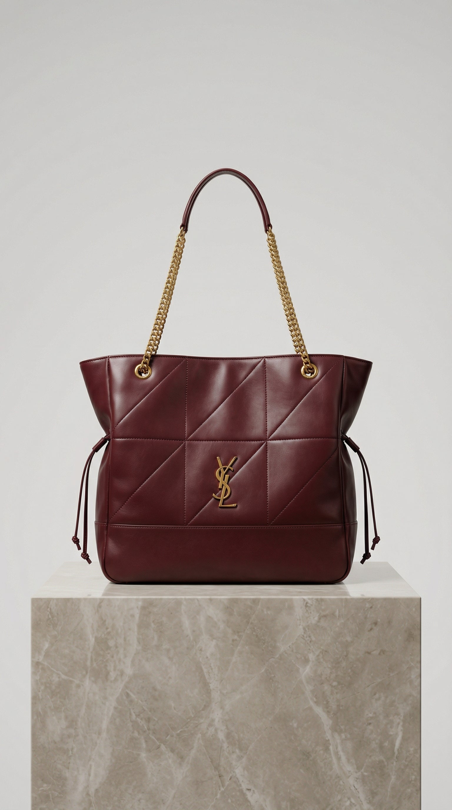 Jamie Chain Tote – Burgundy Quilted Leather
