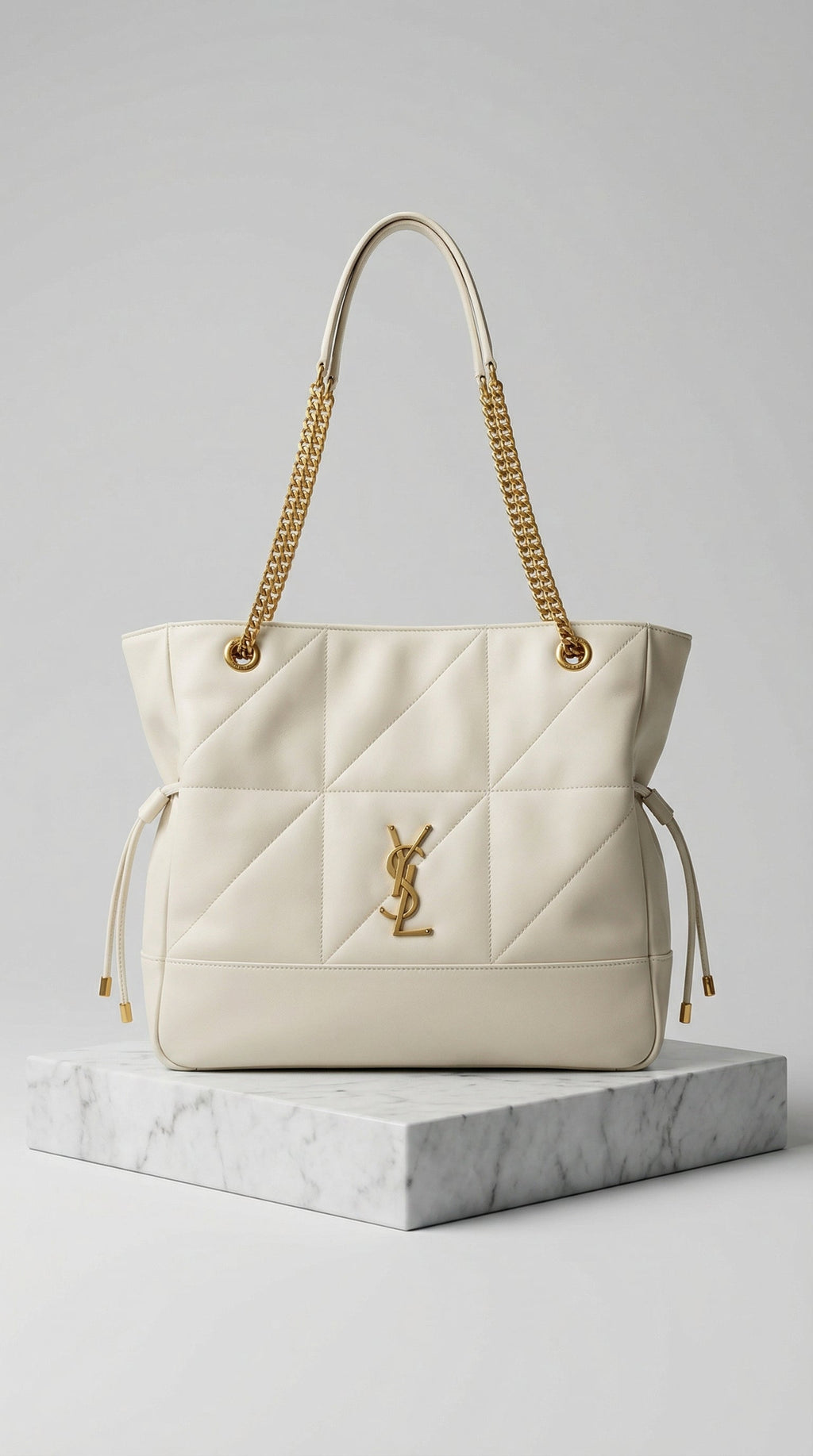 Jamie Chain Tote – Cream Quilted Leather