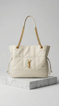 Jamie Chain Tote – Cream Quilted Leather
