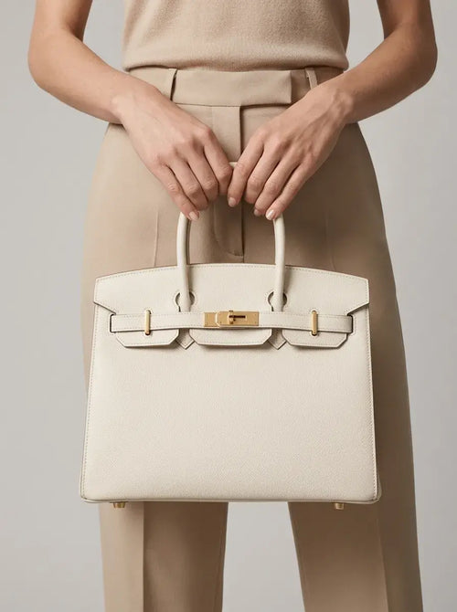 Birkin Lock Tote Bag – Craie White