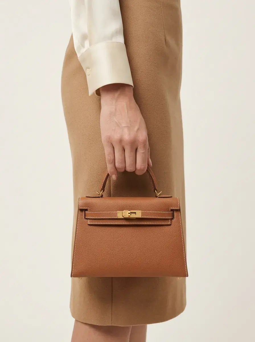 Kelly Mini Top Handle Bag – Gold Brown