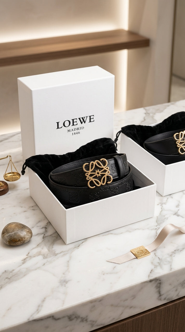 Reversible Anagram belt in smooth calfskin Gold