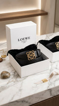 Reversible Anagram belt in smooth calfskin Gold