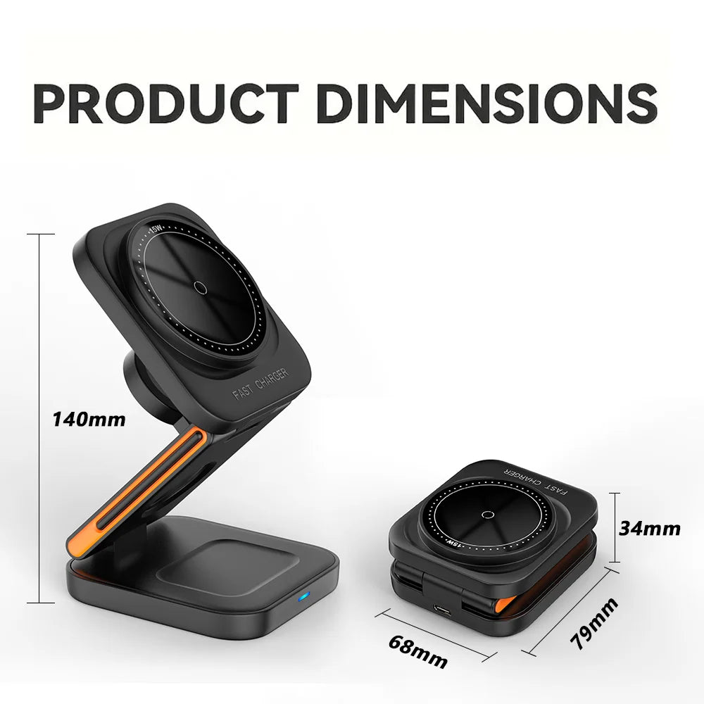 30W 3 in 1 Wireless Charger Phone Magnetic Foldable Wireless Charging Station for iPhone, Apple Watch and Airpods