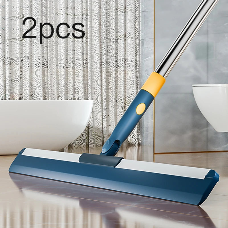 Aluminum Alloy Sweeping Mopping Dual-Purpose Magic Broom With Long Rod Variable Length Floor and Glass Wiper