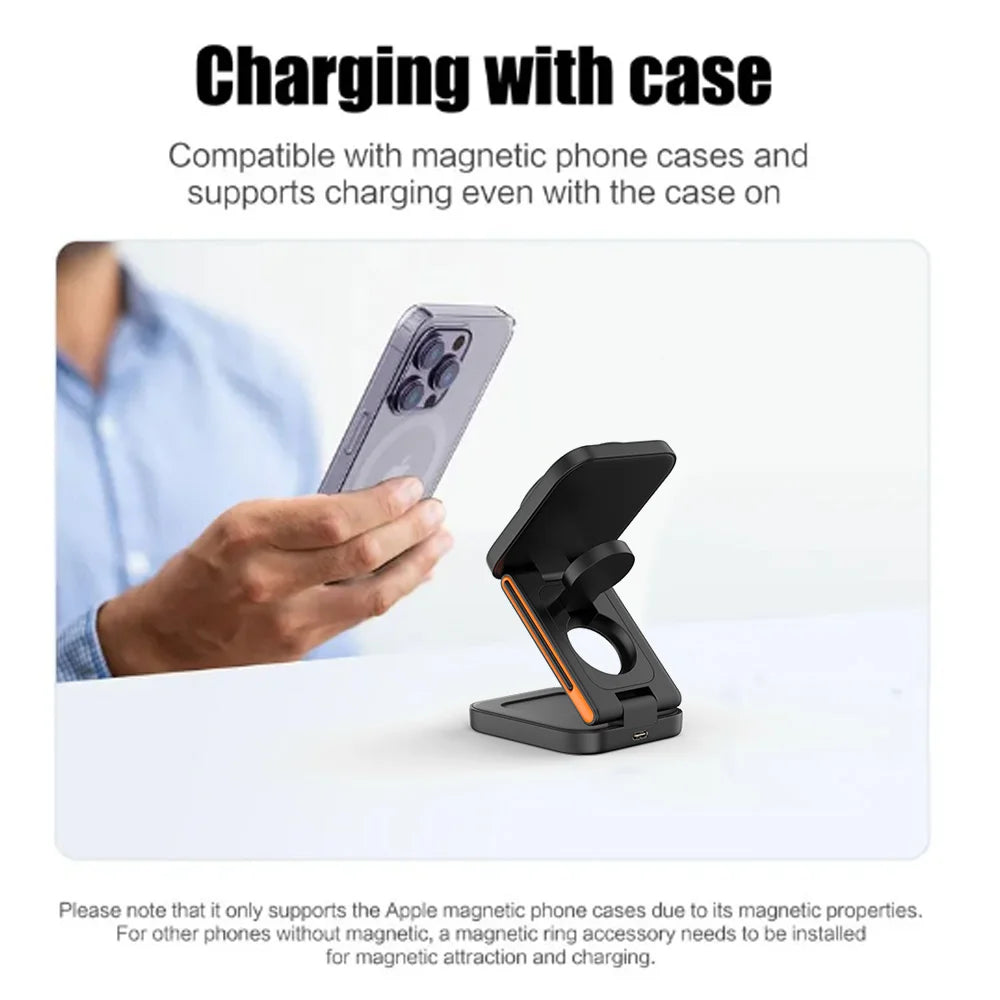 30W 3 in 1 Wireless Charger Phone Magnetic Foldable Wireless Charging Station for iPhone, Apple Watch and Airpods