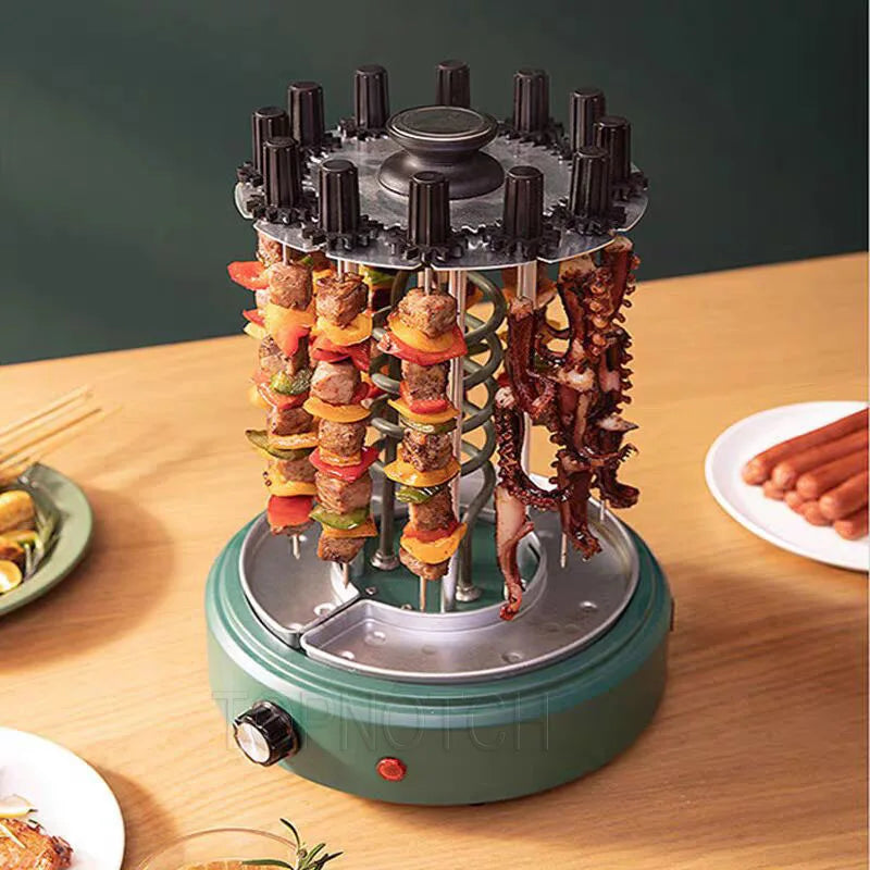 Electric BBQ Kebab Grill Machine Automatic Rotating Barbecue Smokeless Oven Skewers Grill Machine Meat Kebab Heating Stove