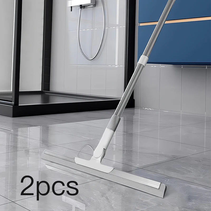 Aluminum Alloy Sweeping Mopping Dual-Purpose Magic Broom With Long Rod Variable Length Floor and Glass Wiper