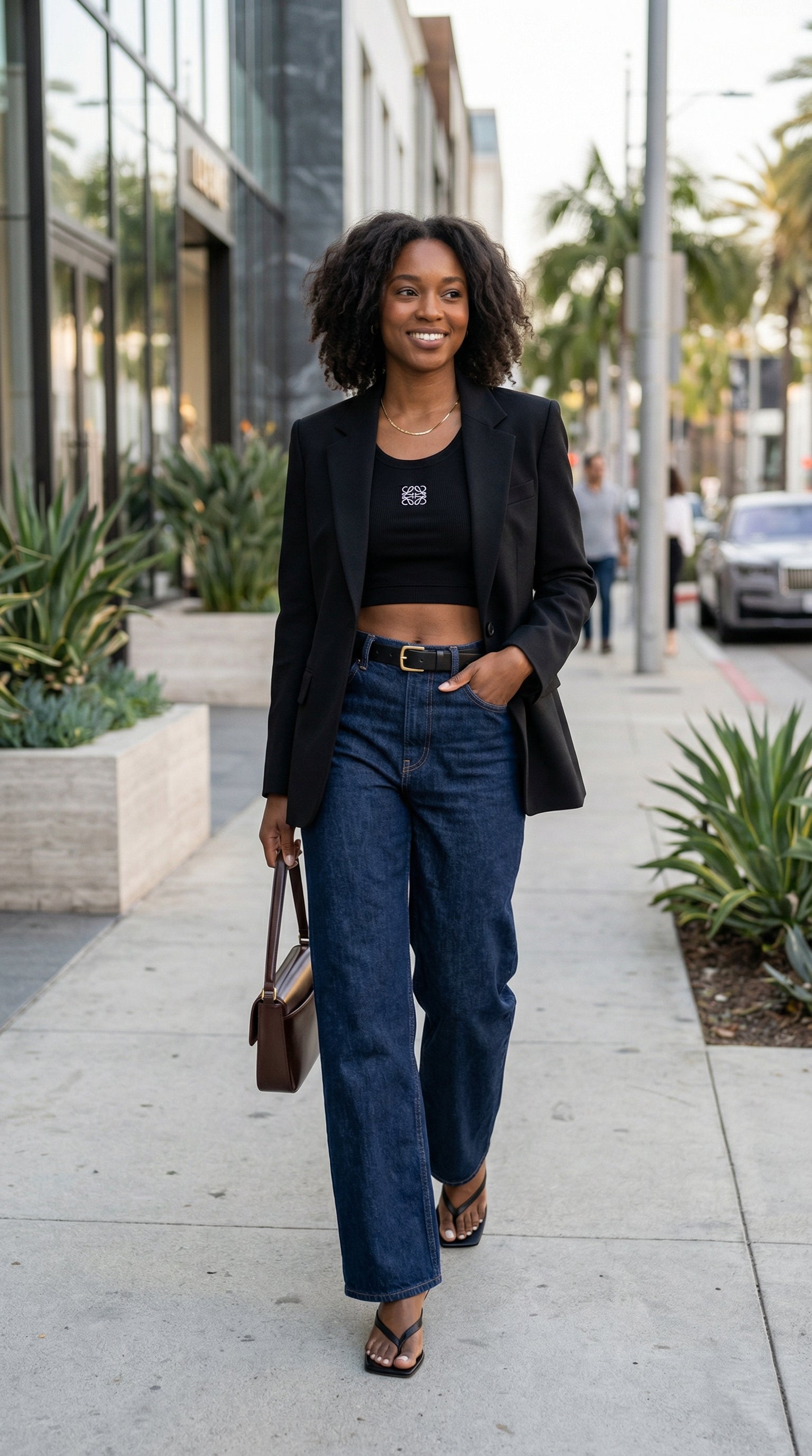 Signature Anagram Cropped Tank - Black