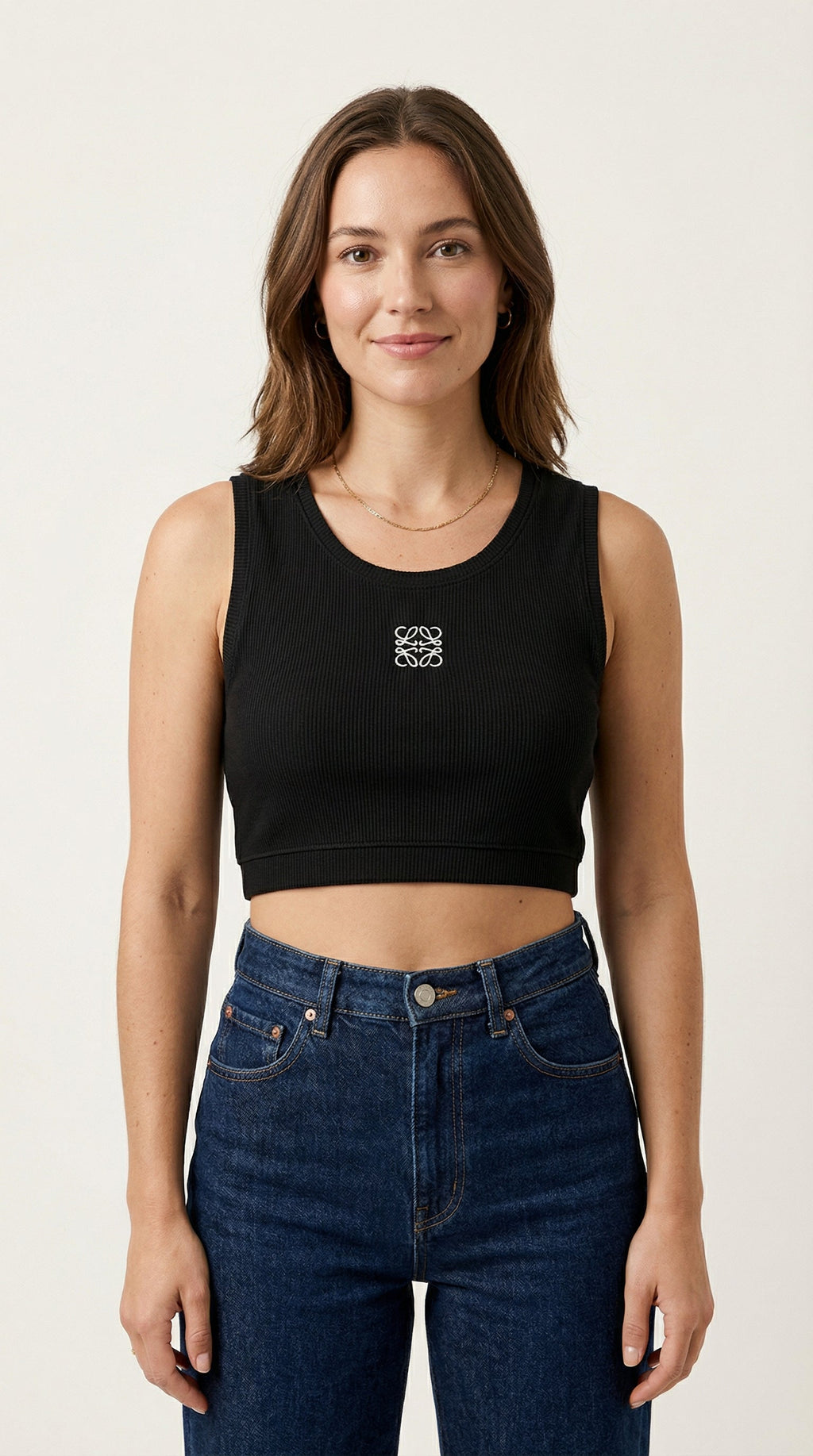 Signature Anagram Cropped Tank - Black