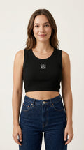 Signature Anagram Cropped Tank - Black