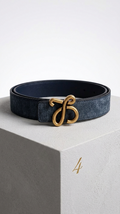 Reversible Anagram Bombé belt in smooth calfskin Blue