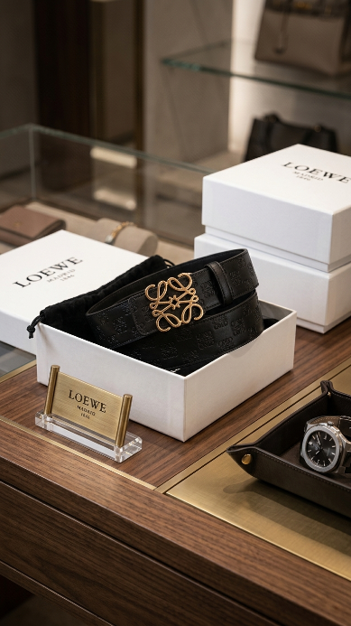 Reversible Anagram belt in smooth calfskin Gold